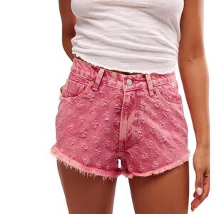Free People Vibrant Pink Jean Shorts